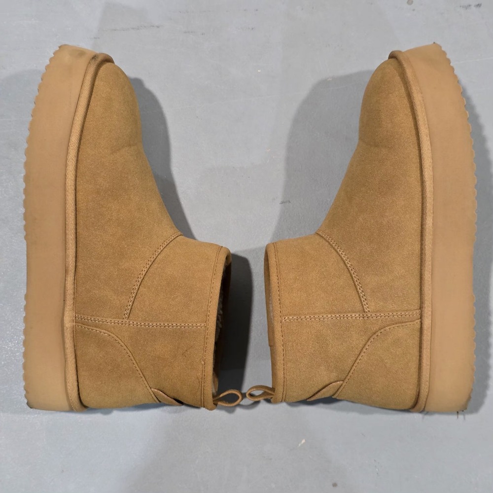 American Eagle "Hangout Booties" Tan Sherpa Fur Women's 7.5 - Picture 5 of 10